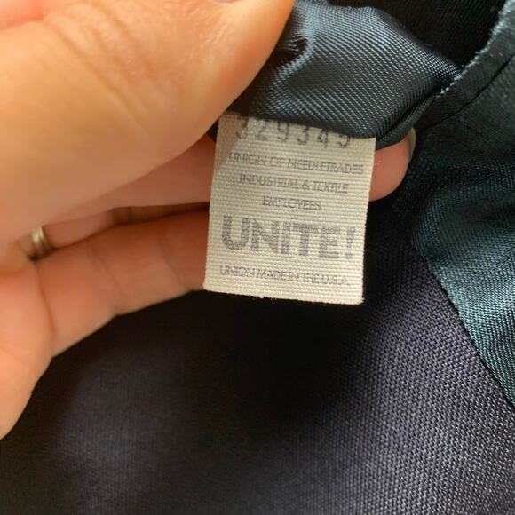 Vintage Austin Reed Men's Navy Blue Blazer Union Made USA Size 42L Gold Buttons - Picture 10 of 13